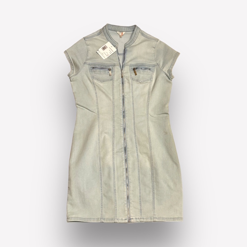 G by GUESS Women's Kaori Denim Moto Bodycon Zip Dress | NWT 🏷️ | Y2K